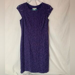 Coldwater Creek lace overlay dress size10 fully lined cap sleeves side zipper